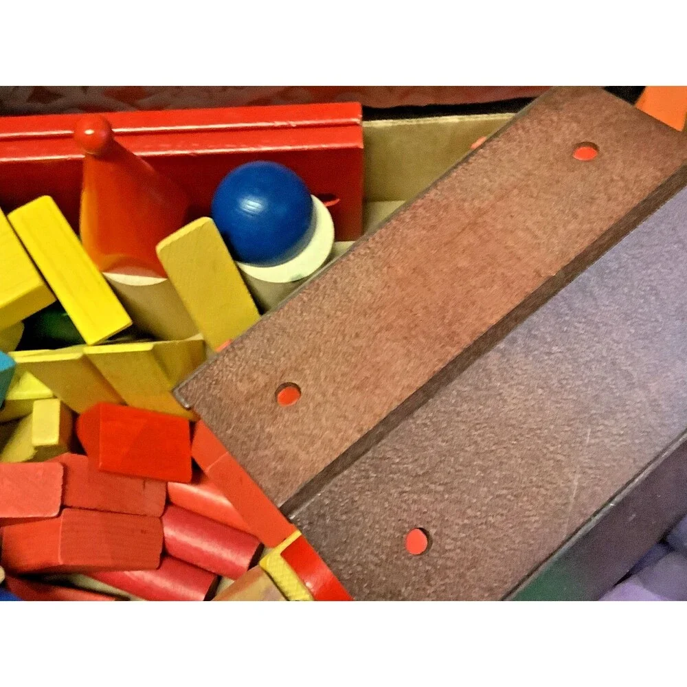 Vtg Wood Blocks TC Timber Huge Set Funland Farm Town Animals People 120+ Pieces